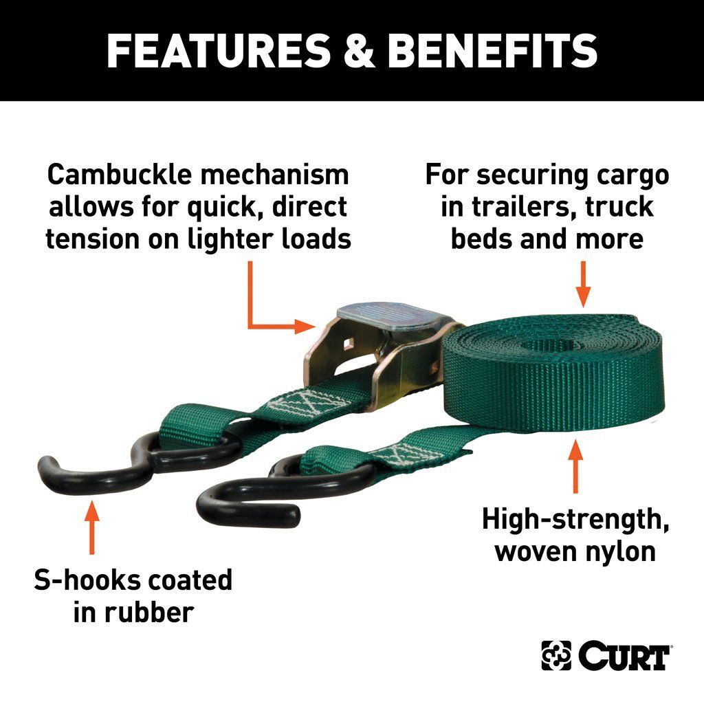 16' Cambuckle Tie Down Straps with S-Hooks (300 Ib, 4-Pack)