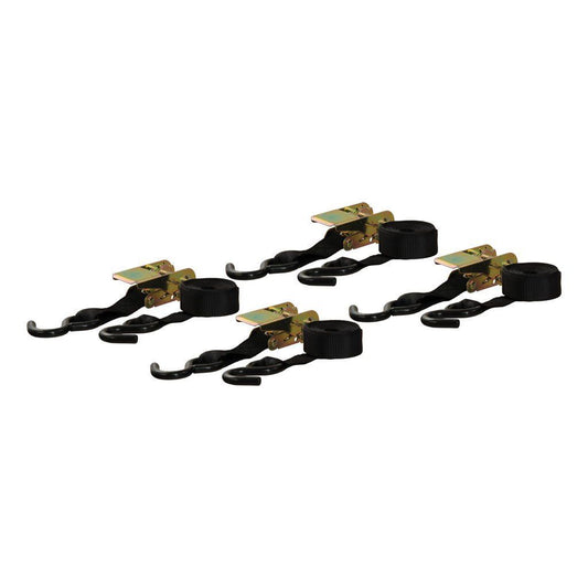 16' Ratchet Tie Down Straps with S-Hooks (500 Ib, 4-Pack)