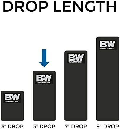 B&W 2.5" Tow & Stow Adjustable Ball Mount, 5" Drop, Dual-Ball (2" x 2-5/16")