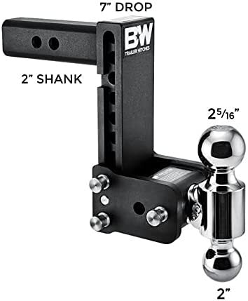 B&W 2" Tow & Stow Adjustable Ball Mount, 7" Drop, Dual-Ball (2" x 2-5/16")