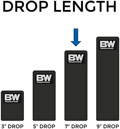 B&W 2" Tow & Stow Adjustable Ball Mount, 7" Drop, Dual-Ball (2" x 2-5/16")