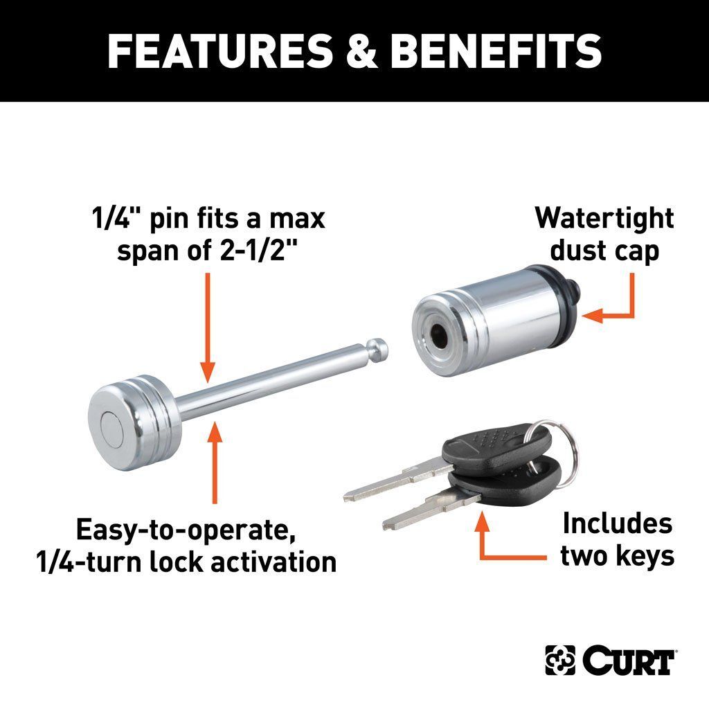 CURT Coupler Lock (1/4" Pin, 2-1/2" Latch Span)