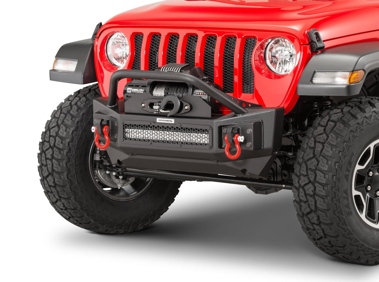 Go Rhino Rockline Stubby-Style Front Bumper with Overrider Grille Guard (07-22 Wrangler JK & JL / 20-22 Gladiator)