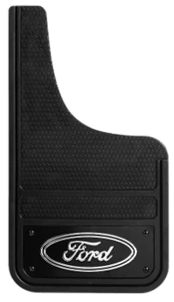 BLACK METAL MUD FLAPS FRONT 12X22 WITH FORD LOGO